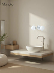 Brina Glass Globe Wall Sconce - Modern Milk Glass Double Light